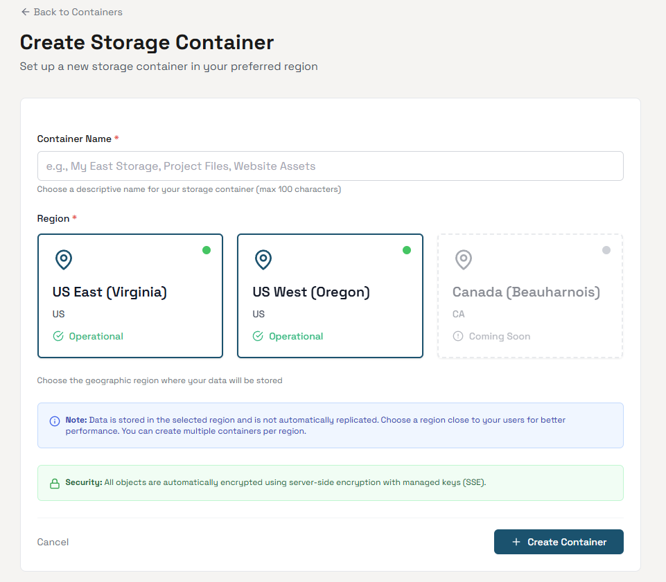 Object Storage Preview - Creating Containers